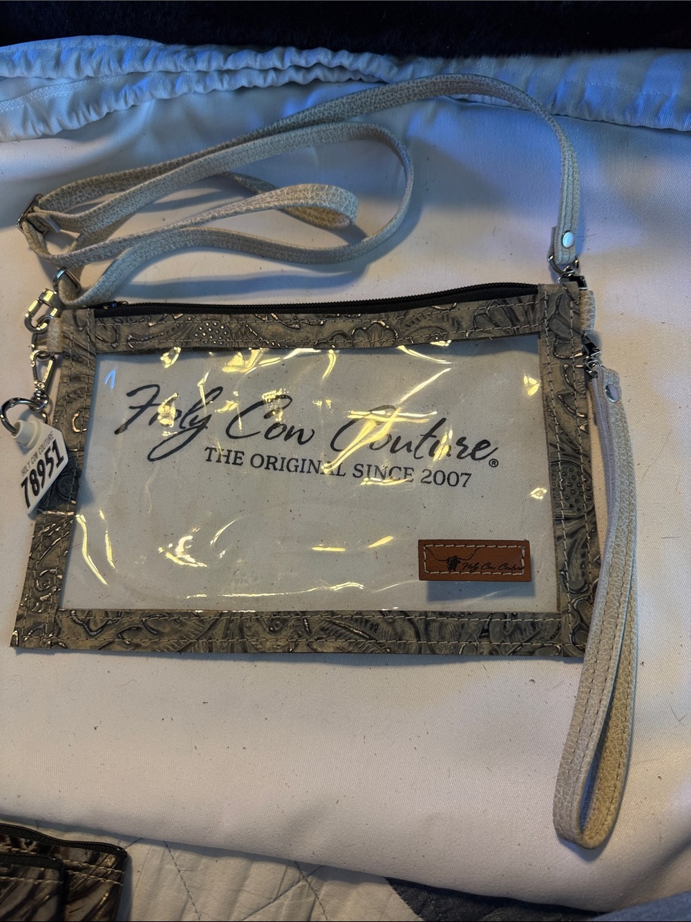 Stadium bag Holy Cow Couture with strap, Wristlet and Organizers